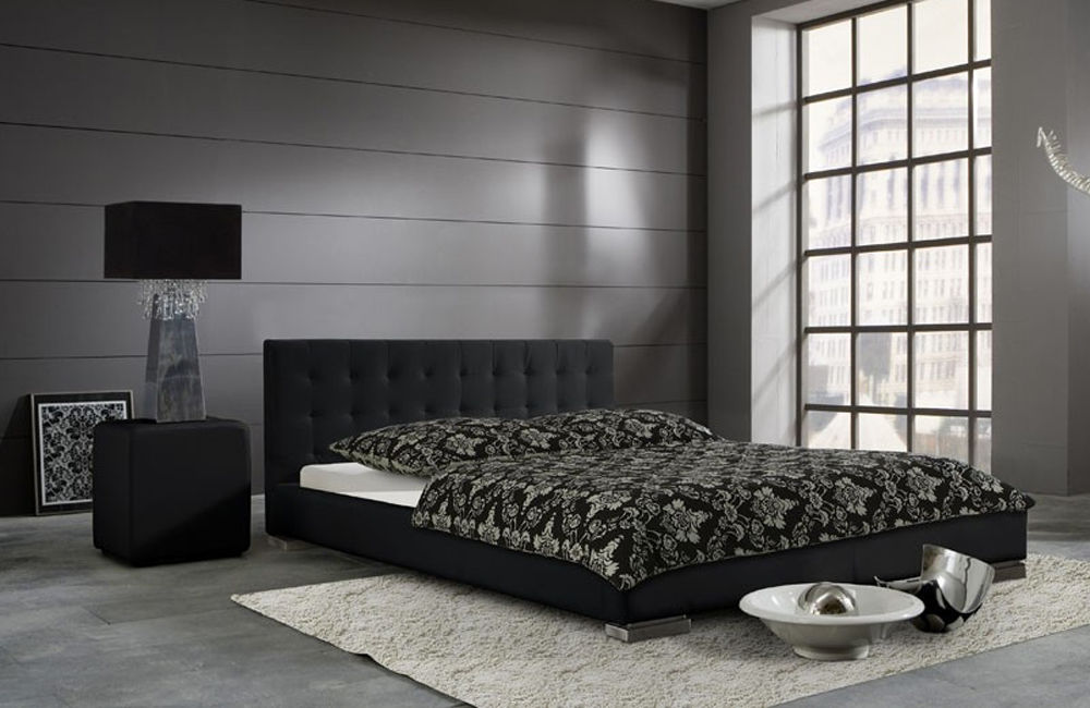 Czarne łóżko tapicerowane SARA 140 cm