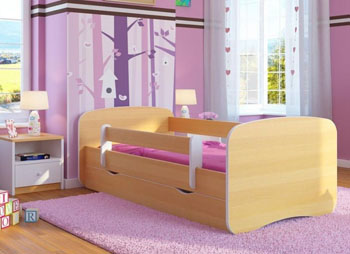 Łóżko dziecięce BabyDreams z barierką 140X70 buk