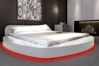Łóżko okrągłe do sypialni z LED 180×200 cm