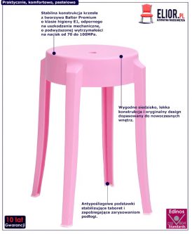 Designerski okrągły taboret tolla – różowy