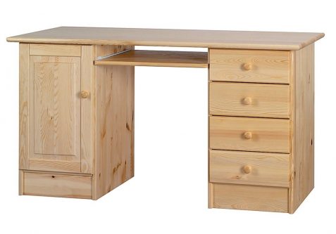 Duże biurko z drewna sosnowego z szufladkami classic