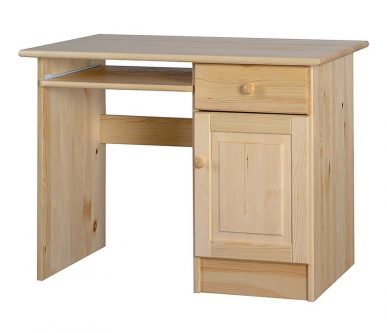 Małe biurko z drewna sosnowego z półką pod klawiaturę classic
