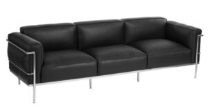 Czarna skórzana sofa trzyosobowa soft gc
