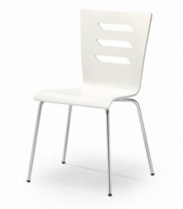 Białe krzesło na chromowanych nogach k155