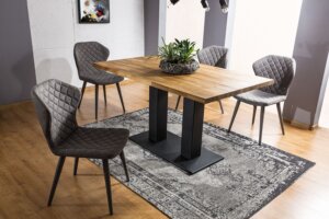 Stół nierozkładany z dębowym blatem sauron 150×90 w stylu industrialnym