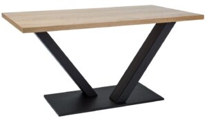Stół z dębowym blatem litym na metalowej nodze vector 180×90