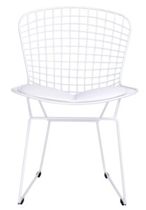 Metalowe krzesło z poduszką na siedzisku net soft biały