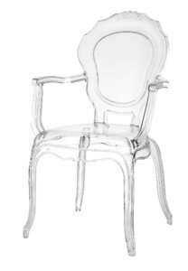 Krzesło transparentne z podłokietnikami queen arm