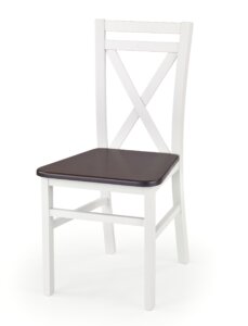 Białe drewniane krzesło z ciemnym siedziskiem dariusz 2