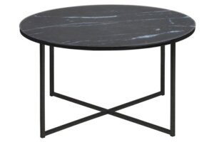 Okrągły stolik kawowy na czarnej podstawie z metalu alisma