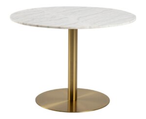 Okrągły stół w imitacji marmuru na złotej nodze corby