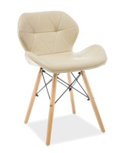 Pikowane krzesło tapicerowane ekoskórą matias cappuccino