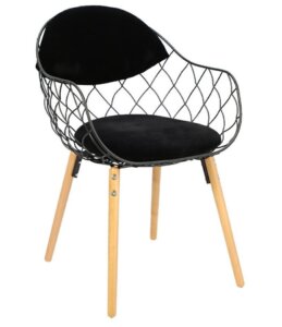 Skandynawskie krzesło z drucianym siedziskiem i poduszką jahi