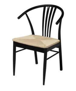 Drewniane krzesło z siedziskiem z włókna naturalnego york