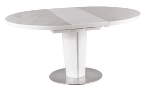 Biały stół okrągły do jadalni rozkładany orbit ceramic efekt marmuru