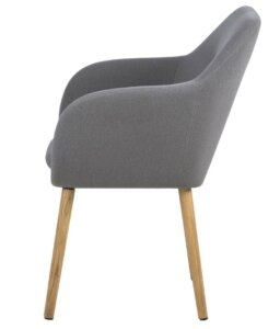 Krzesło na drewnianych nogach z poduszką i podłokietnikami emilia grey