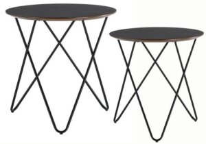 Zestaw designerskich stolików na nogach z giętego metalu taking