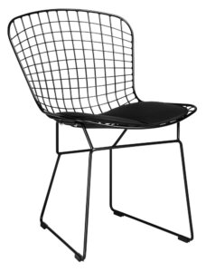 Metalowe krzesło z poduszką na siedzisku net soft black