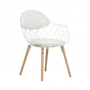 Krzesło z ażurowym siedziskiem i poduszkami oslo