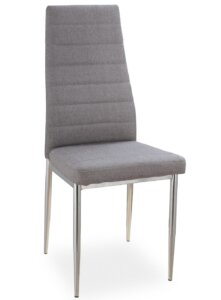 Klasyczne krzesło z szarej tkaniny z przeszyciami h263 chrom