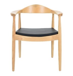 Drewniane krzesło kennedy z siedziskiem z ekoskóry