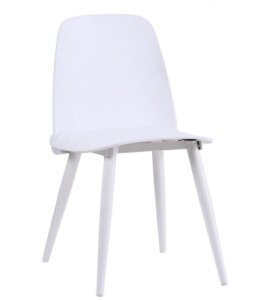 Białe krzesło do kawiarni bez podłokietników boomer