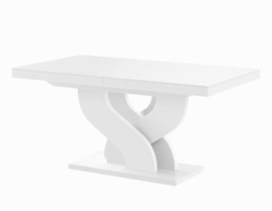 Biały stół rozkładany do jadalni w wysokim połysku bella