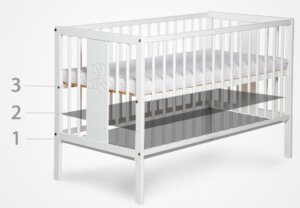 Łóżeczko dziecięce z szufladą i barierką ochronną iwo 120×60 białe