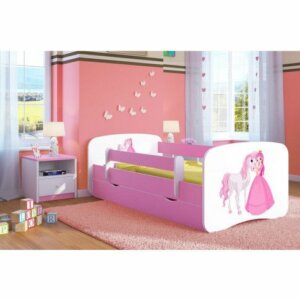 Łóżko dla dziewczynki z szufladą happy 2x mix 70×140 – różowe