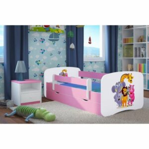 Łóżko dla dziewczynki z materacem happy 2x mix 80×160 – różowe